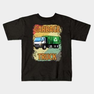 Vintage Style Garbage Truck Sunset Gift Recycling Trash Tee Kids T-Shirt